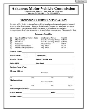 arkansas temporary permit.